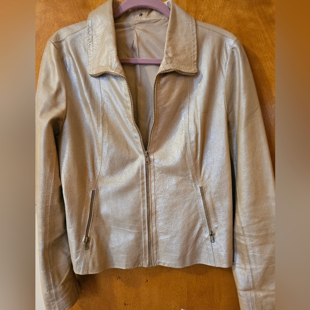 Peter Cohen Metallic Gold Women's  Leather Jacket